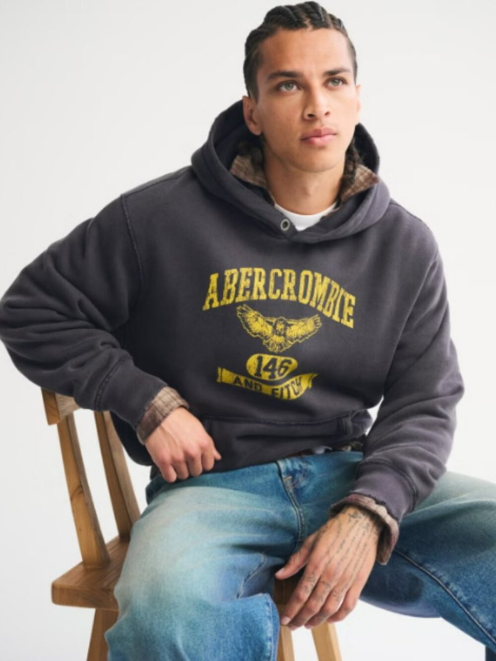 Vintage Abercrombie & Fitch Popover Hoodie M Oversized Y2K Archive Graphic - Picture 2 of 13